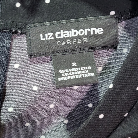 Liz Claiborne Women's Black Polka Dot Pleated Sleeveless Blouse Size Small EUC - Picture 2 of 7